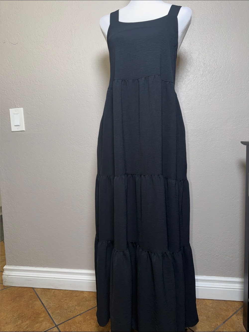 Classic Black Tiered Maxi Sundress